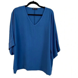 Vision USA Boutique Women’s V-Neck 3/4 Dolman Style Royal Blue Top Size XL GUC